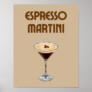 Espresso Martini Retro Tan och Brown Cocktail Poster