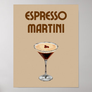 Espresso Martini Retro Tan och Brown Cocktail Poster