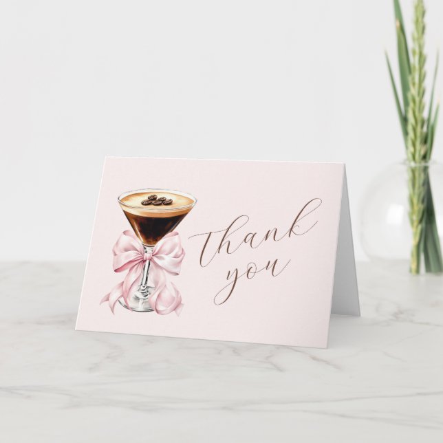 Espresso Martini Rosa Coquette Slöja Tack Kort (Framsida)