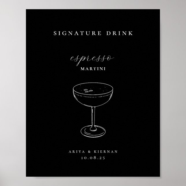 Espresso Martini Signaturdryck Bröllopsbar Poster (Framsidan)