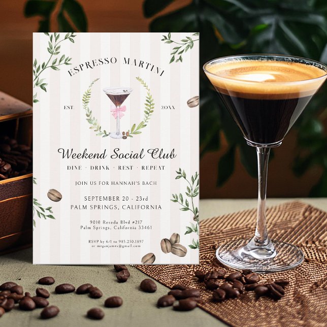 Espresso Martini Social Klubb | Bachelorette Party Inbjudningar (Skapare uppladdad)