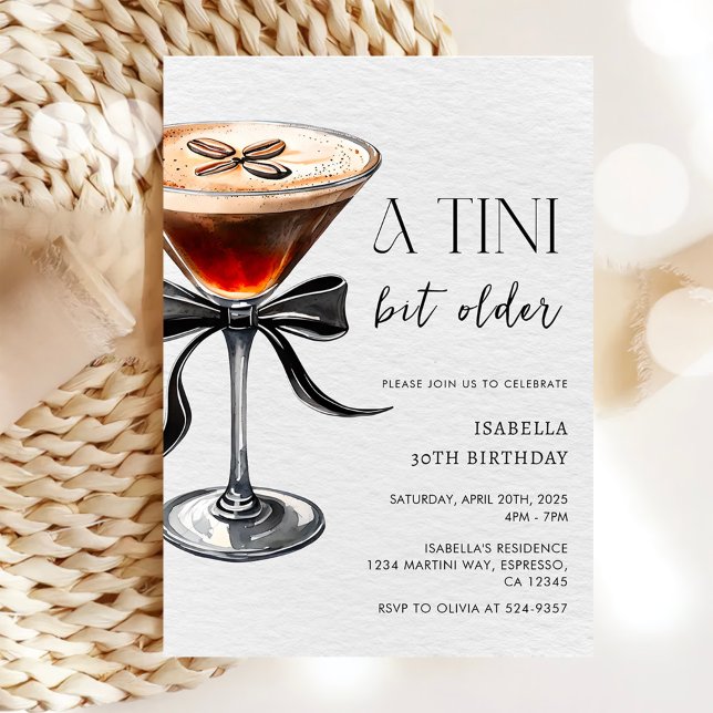Espresso Martini Tini Bit Older Birthday Party Inbjudningar (Skapare uppladdad)