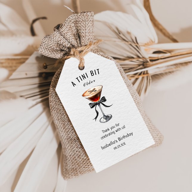 Espresso Martini Tini Bit Older Birthday Thanks Presentetikett (Skapare uppladdad)