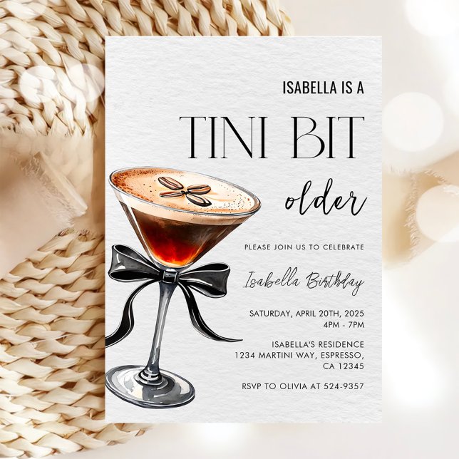 Espresso Martini Tini Bit Older Födelsedagsfest Inbjudningar (Skapare uppladdad)