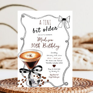 Espresso Martini Tini Bit Older Vuxen Birthday Inbjudningar