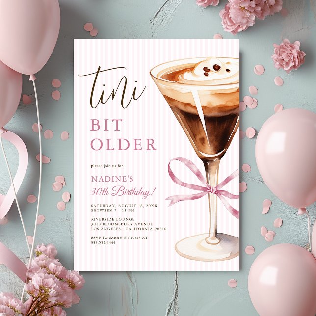 Espresso Martini “Tini Bit Older” Vuxen Födelsedag Inbjudningar (Skapare uppladdad)
