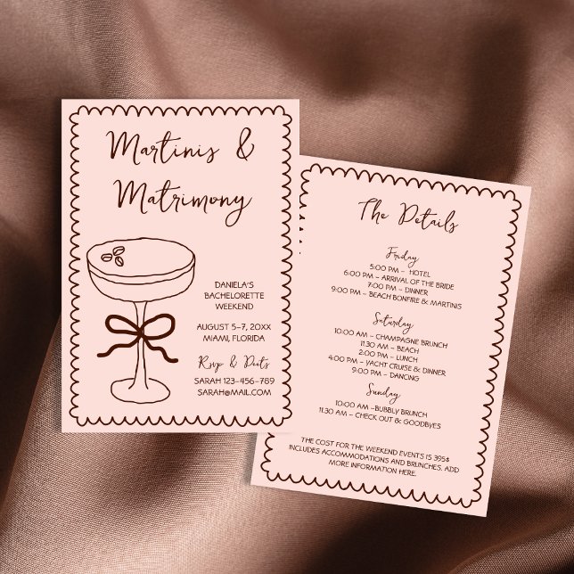 Espresso Martinis & Matrimony Hand plockade Whimsi Inbjudningar (Espresso Martinis & Matrimony Hand Drawn Whimsical Invitation)
