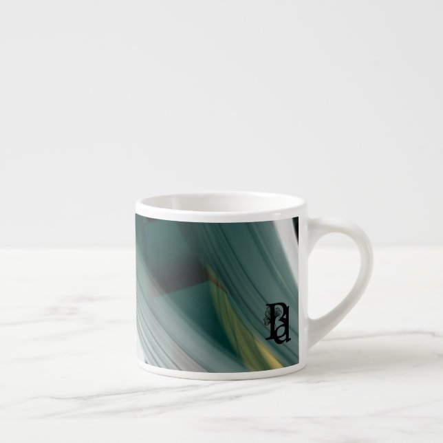 Espresso Mugg Abstrakt Art Black White Grönt Espressomugg (Höger)