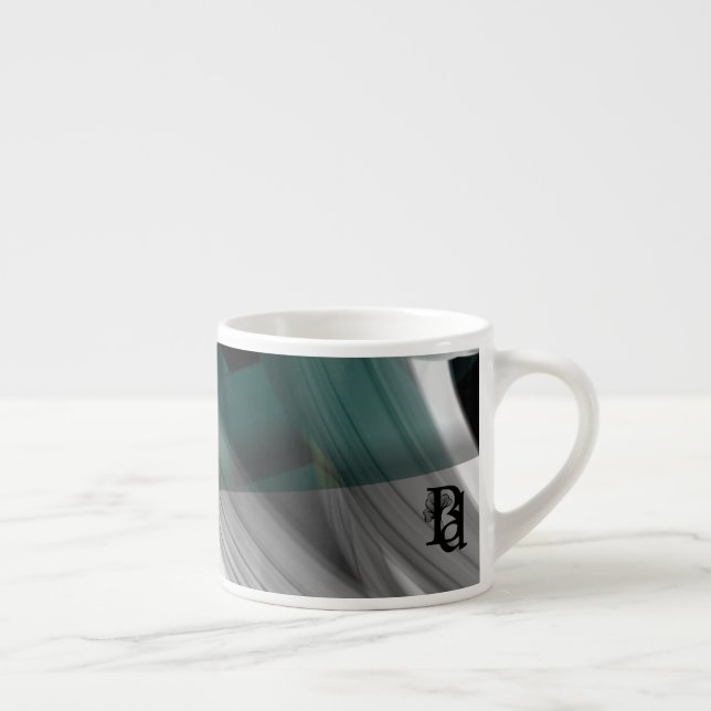 Espresso Mugg Abstrakt Art Black White Grönt Espressomugg (Höger)