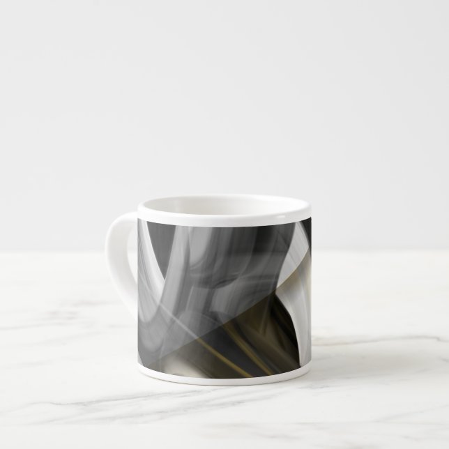 Espresso Mugg Abstrakt Art Black White Guld Espressomugg (Framsida vänster)