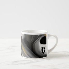 Espresso Mugg Abstrakt Konst Svart Vit Guld Espressomugg