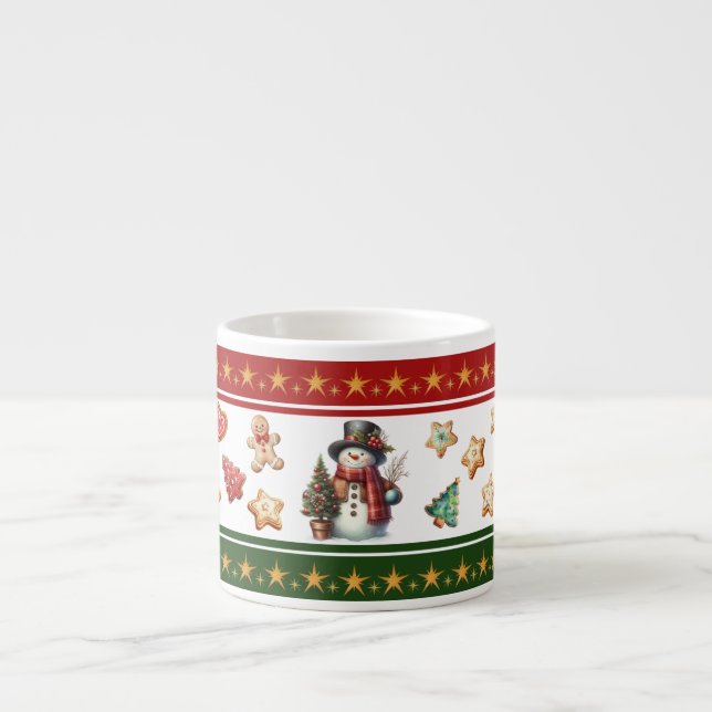Espresso-mugg med snöman och julgodis espressomugg (Framsidan)