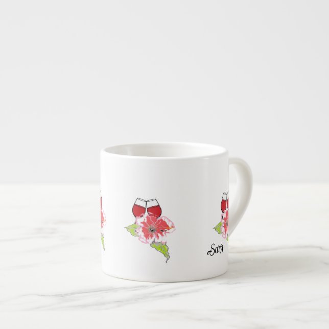 Espresso Mugg : Vinglas med Vilda Blommor Espressomugg (Framsida höger)