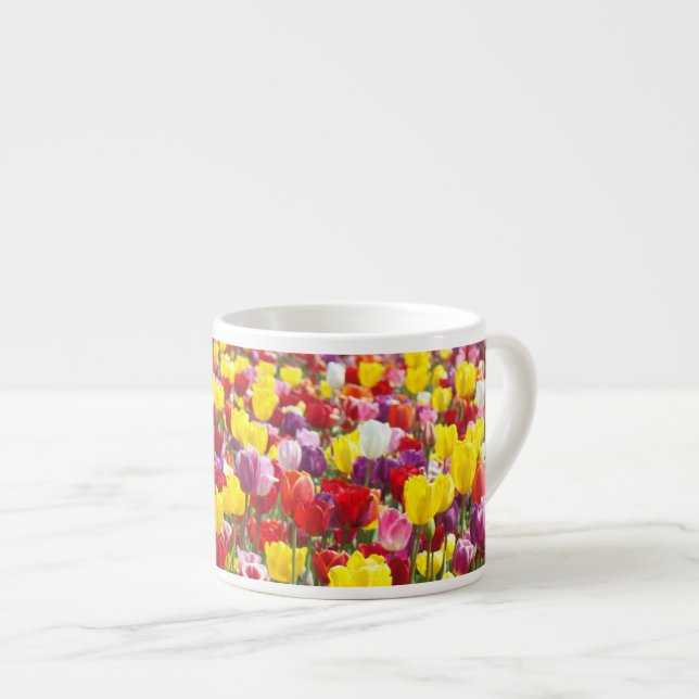 Espresso-muggar anpassade Vår Tulpan Blommor Kaffe Espressomugg (Framsida höger)