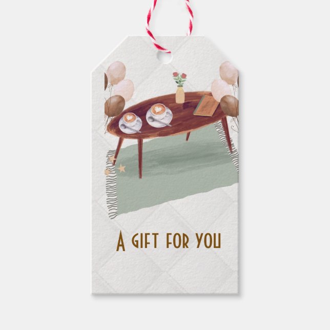 Espresso och ballonger presentetikett (Framsidan)