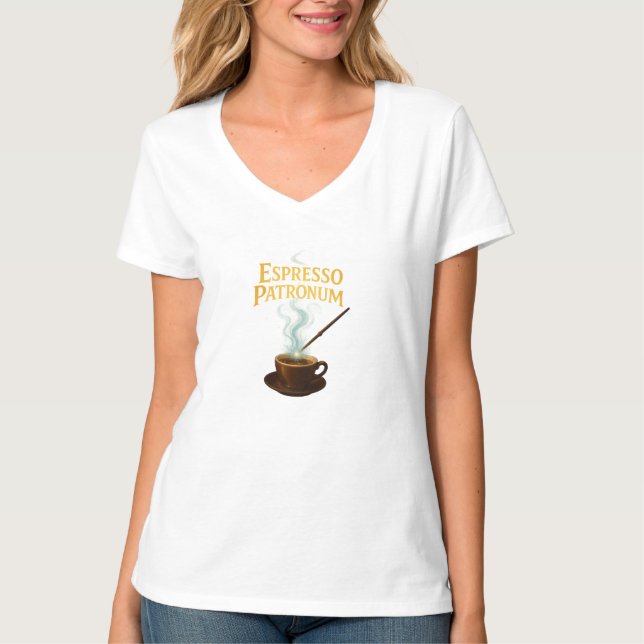 Espresso Patronum Kvinnors T-shirt V-nacke (Framsida)