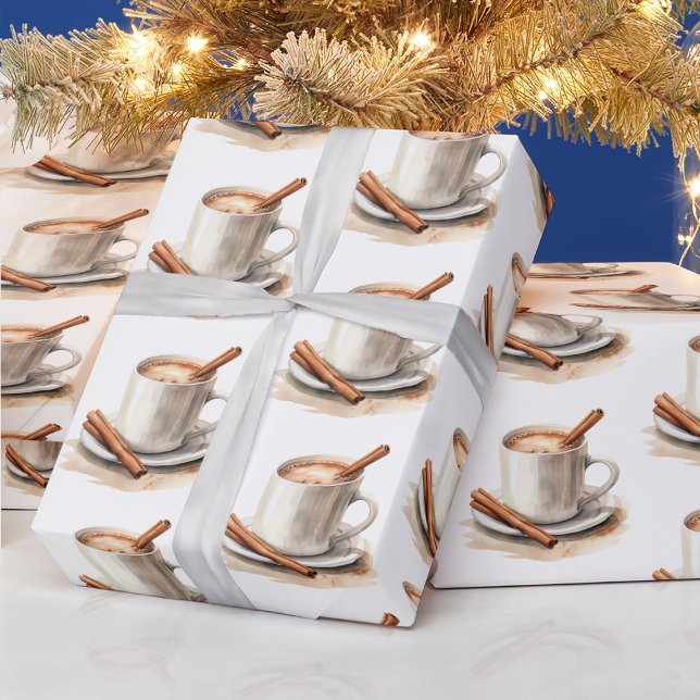 Espresso Presentpapper (Warm Espresso with Cinnamon Sticks Christmas  Wrapping Paper by Painted Paperie
)
