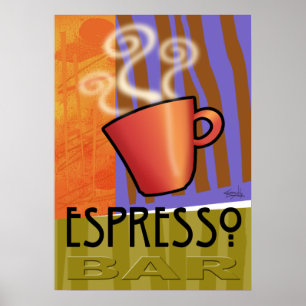 Espresso Pub OLIV GRÖNT ORANGE Poster