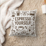 Espresso själv! kudde<br><div class="desc">Börja varje dag som har brustit i perfektion! Den här livliga konsten blandar feta kaffefärger med en personlighetsjolt, och påminner dig om att livet är för kort för milda varningar. Vare sig du är koffeinkonnoisör eller bara behöver en daglig inspirationsbild, "Espresso Yourself!" är perfektens plocka-up - ingen kräm eller socker...</div>