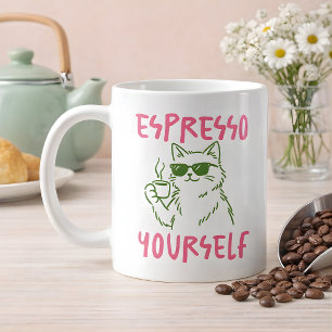 Espresso Själv Rolig Kattkaffe Kaffemugg