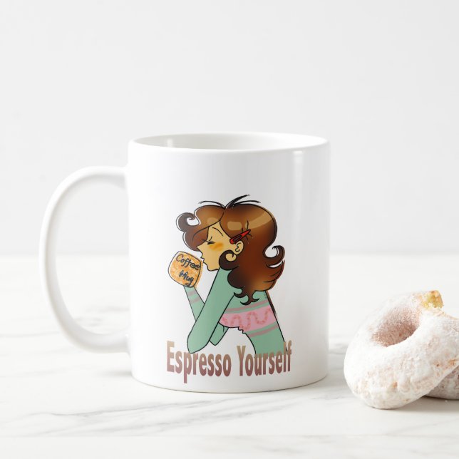 Espresso Själv Söt Kaffedesign Kaffemugg (Med munk)