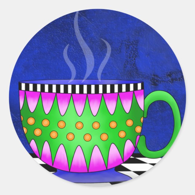 Espresso Stickers Runt Klistermärke (Framsida)
