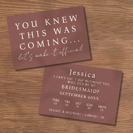 Espresso Will You Be My Bridesmaid Proposal Card Inbjudningar