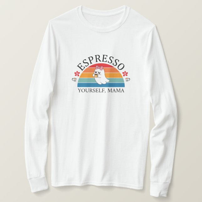 Espresso Yourown Mamma - Retro Rainbow Ghost T Shirt (Design framsida)