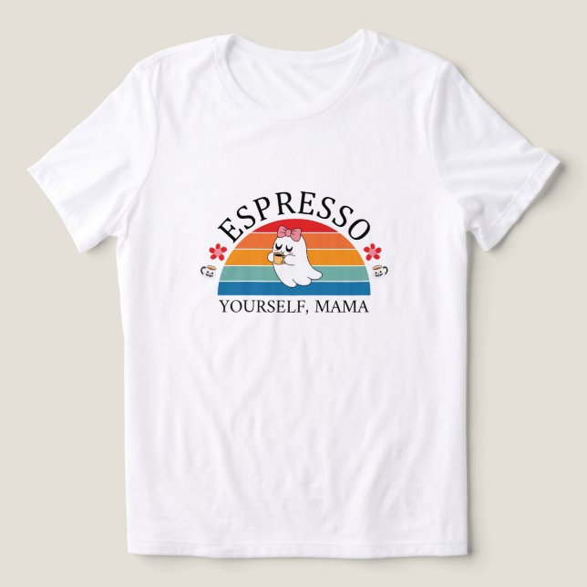 Espresso Yourown Mamma - Retro Rainbow Ghost T Shirt (Design Framsida)