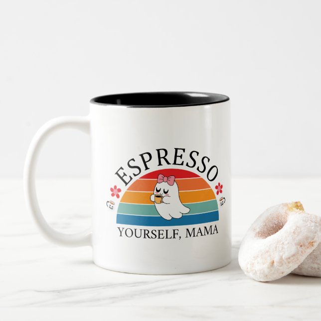 Espresso Yourown Mamma - Retro Rainbow Ghost Två-Tonad Mugg (Med munk)