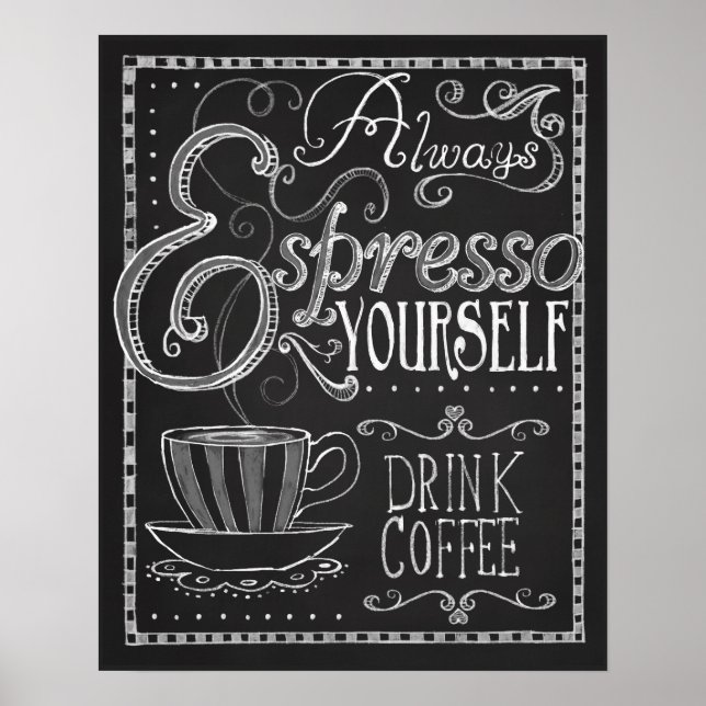 Espresso Yourself, Coffee Chalkboard Typography Poster (Framsidan)