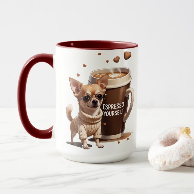Espresso Yourself – Coffee Chihuahua Edition Mugg (Med munk)