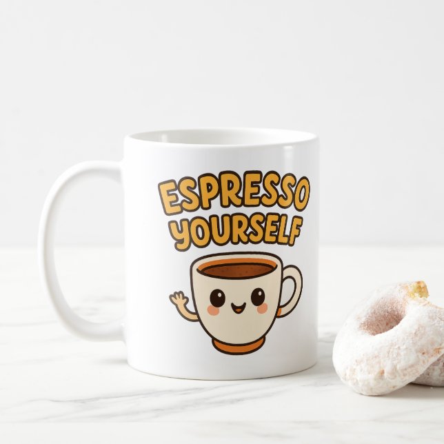 Espresso Yourself | Cute & Funny Coffee Pun Design Kaffemugg (Med munk)