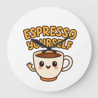 Espresso Yourself | Cute & Funny Coffee Pun Design Stor Klocka