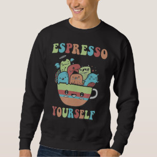 Espresso Yourself Food Pun Coffee Day Coffee Lång Ärmad Tröja