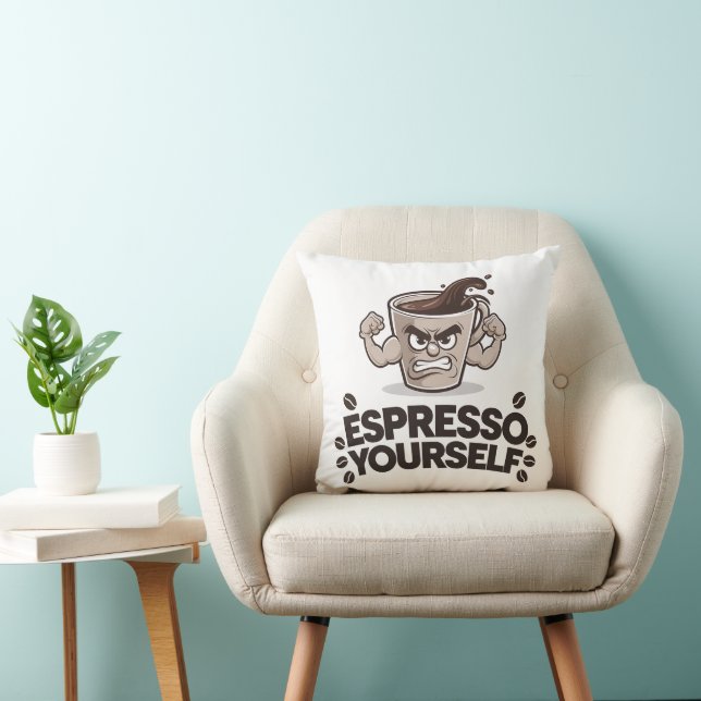 Espresso Yourself - Funny Coffee Älskare Design Kudde (Stol)