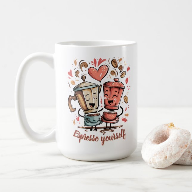 Espresso yourself funny coffee lover graphic art kaffemugg (Med munk)