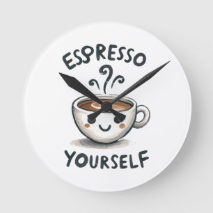 Espresso Yourself kaffe Rund Klocka