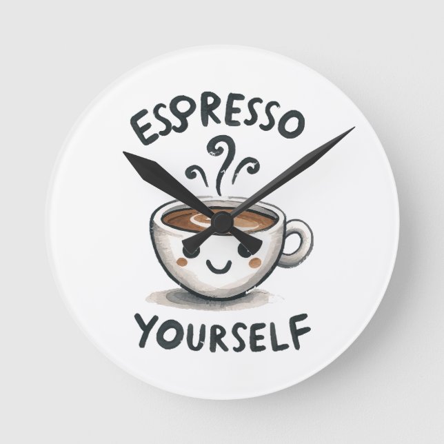 Espresso Yourself-kaffe Rund Klocka (Framsida)