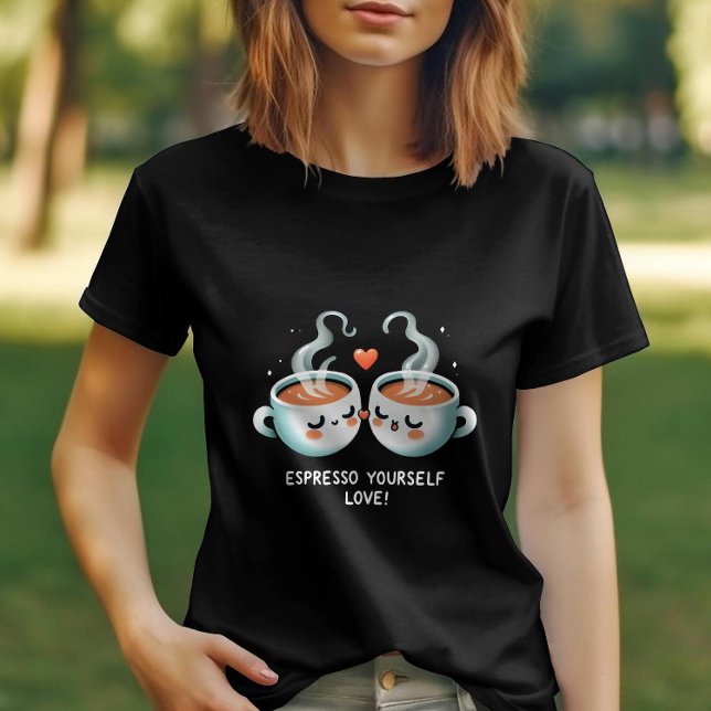 Espresso Yourself Kärlek Valentine Coffee Heart T Shirt (Skapare uppladdad)