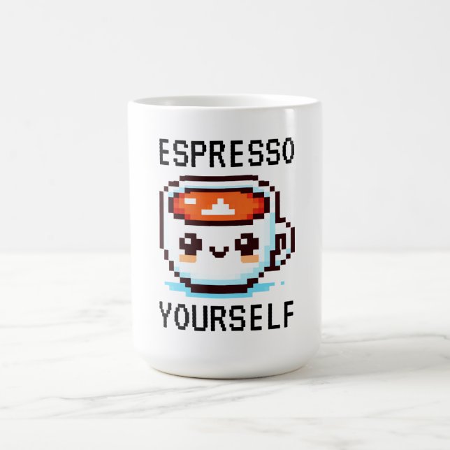 Espresso Yourself - Lusy Pixel Art Coffee Design Kaffemugg (Center)