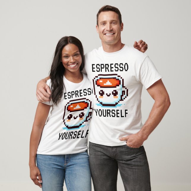 Espresso Yourself - Lusy Pixel Art Coffee Design T Shirt (Unisex)