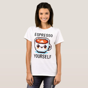 Espresso Yourself - Lusy Pixel Art Coffee Design T Shirt