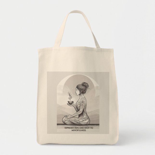 Espresso Zen Meditation Tote Bag Tygkasse (Framsidan)