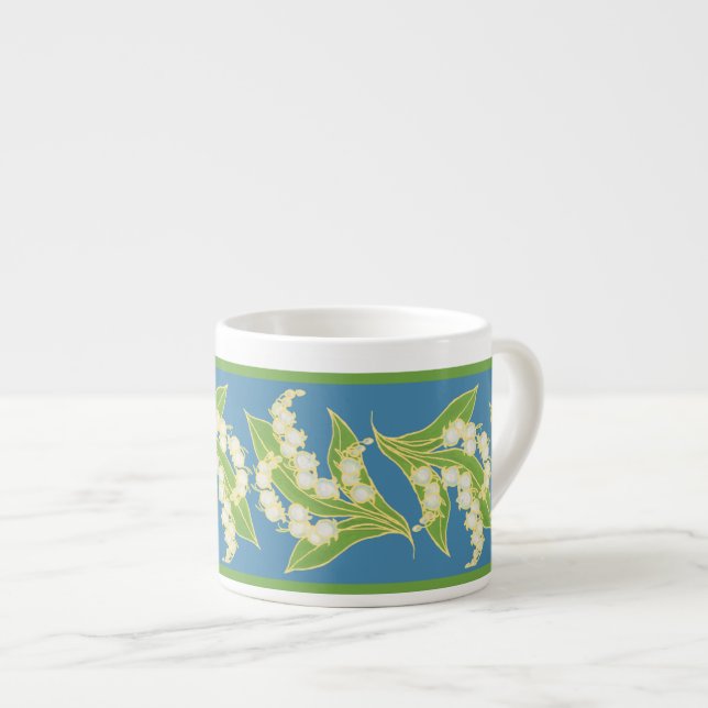 Espressokaffe Mugg: Lilies of the Valley, Blue Espressomugg (Framsida höger)