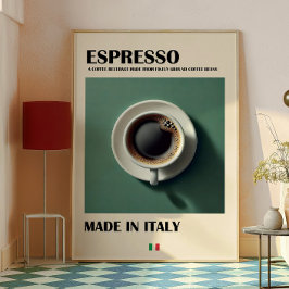 Espressos kaffekonst, minimal kaffe poster
