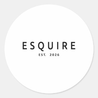 Esquire Est. 2026, jurist advokat jurist juristexa Runt Klistermärke