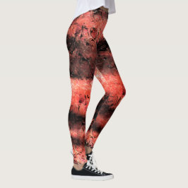 Esquisita textura coral avermelhado amassado leggings