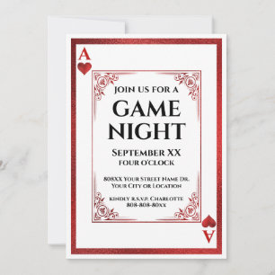 Ess av hjärtan Game Night spelkort Inbjudningar