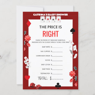 Ess Casino Baby Shower - Redigerbart Namn, 5x7 Inbjudningar